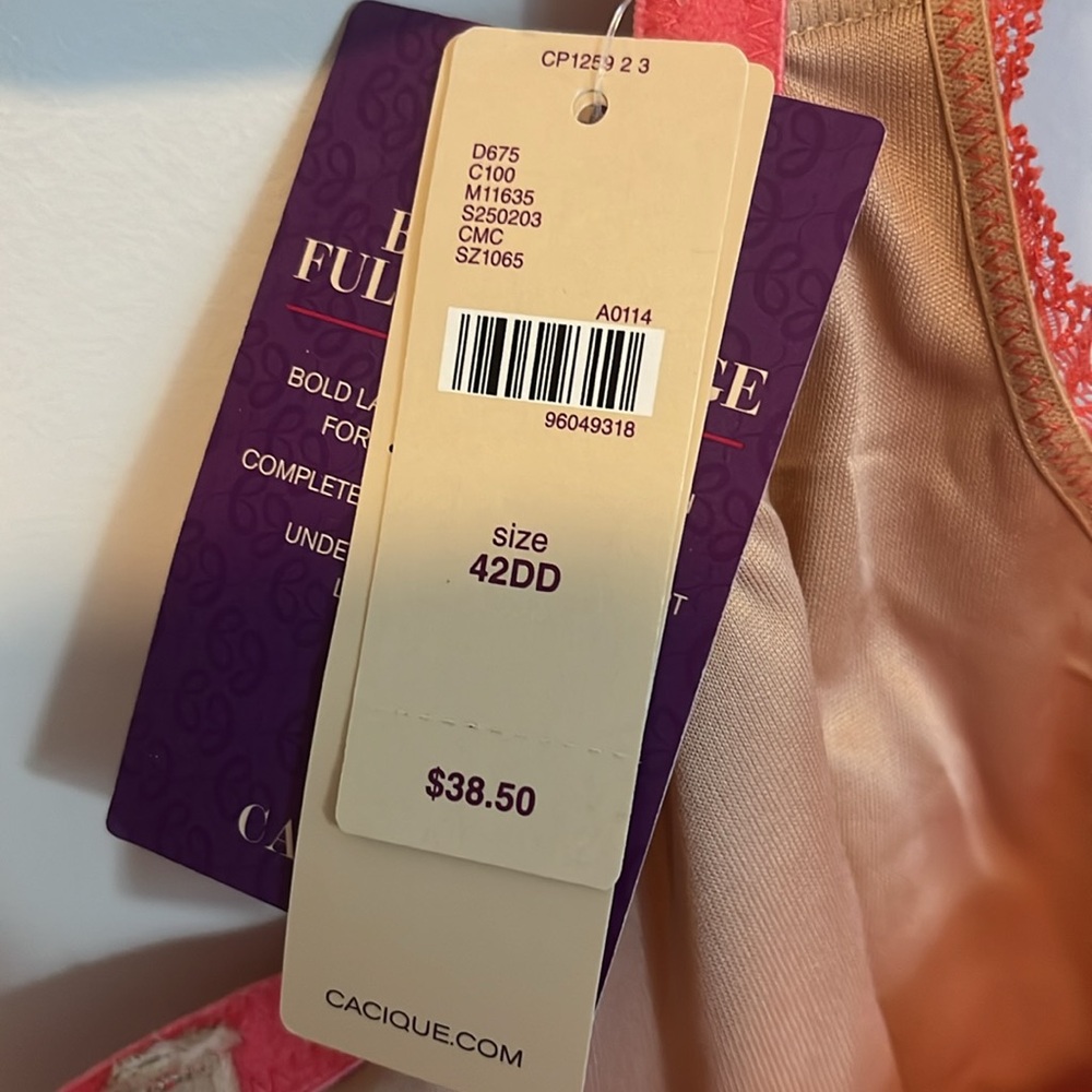 New Lane Bryant coral lace bra 42DD - Picture 5 of 5